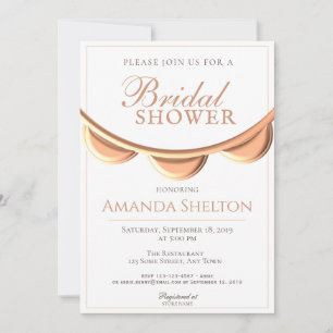 Elegant Peach Necklace White Bridal Shower Invitation
