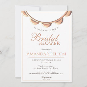 Elegant Peach Necklace White Bridal Shower Invitation