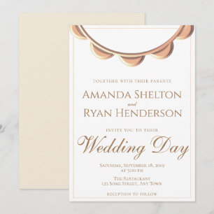 Elegant Peach Necklace White Wedding Invitation