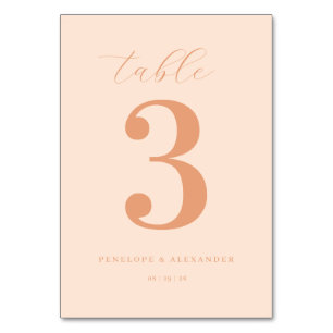 Elegant Peach Number Three Table Number