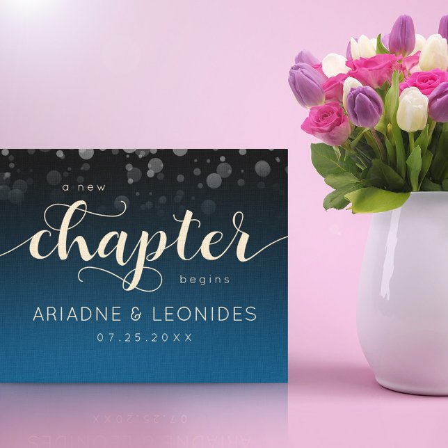 Elegant Peach Oceanic Blue Wedding A New Chapter Canvas Print (Creator Uploaded)