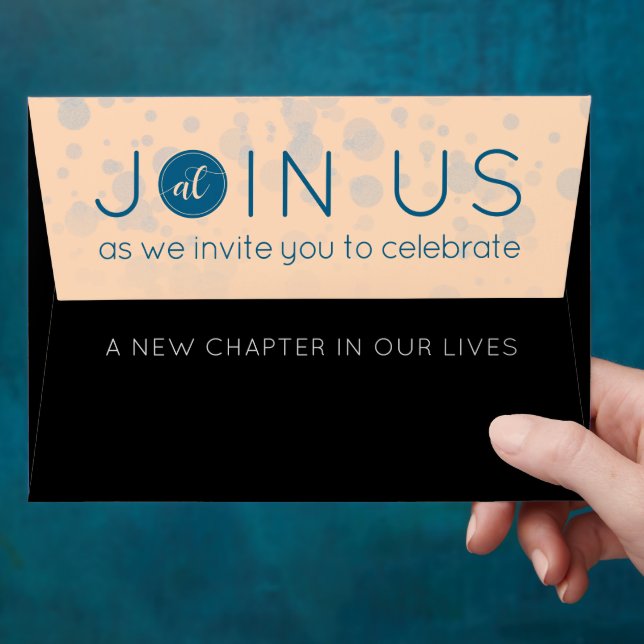 Elegant Peach Oceanic Blue Wedding A New Chapter Envelope (Hand)