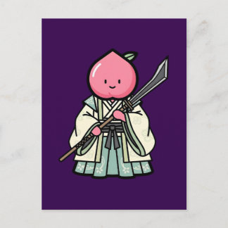 Elegant Peach Onna-musha Samurai Warrior Illustrat Postcard