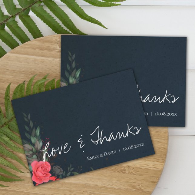 Elegant Peach Orange Floral Love & Thanks Wedding  Thank You Card (Creator Uploaded)