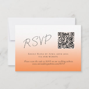 Elegant Peach Orange Fuzz QR Code Wedding RSVP