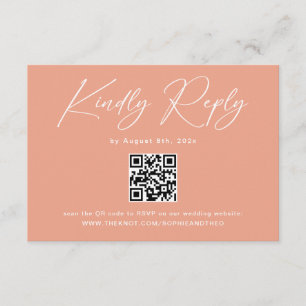 Elegant Peach Orange Wedding RSVP Enclosure Card