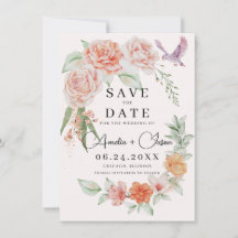 Elegant Peach Peonies Save the Date
