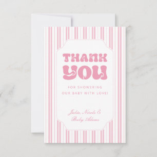 Elegant Peach Pink Striped Pattern Baby Shower Invitation