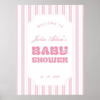 Elegant Peach Pink Striped Pattern Baby Shower