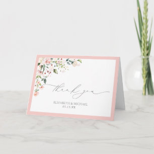 Elegant Peach Pink Watercolor Floral Thank You Card
