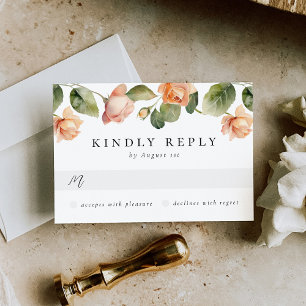 Elegant Peach Rose Meal Choice Wedding R RSVP Card