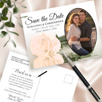 Elegant Peach Rose & Photo Wedding Save The Date