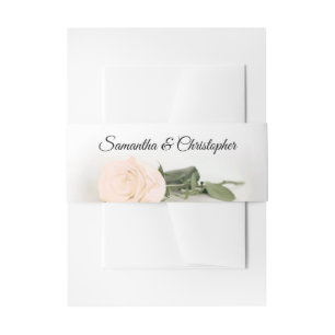 Elegant Peach Rose Simple Glam Wedding Invitation Belly Band