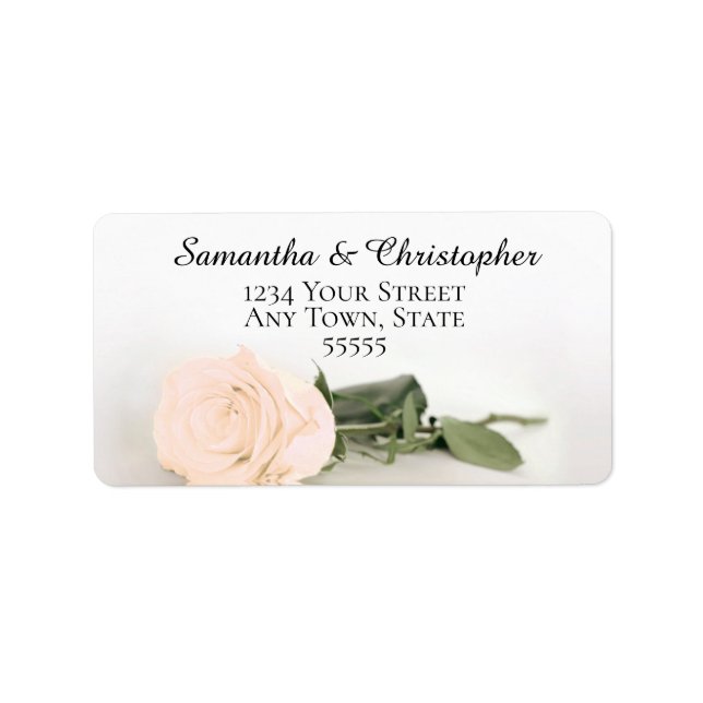 Elegant Peach Rose Wedding Address Label (Front)