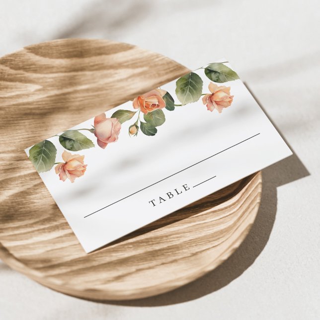 Elegant Peach Rose Wedding Place Card (Creator Uploaded)