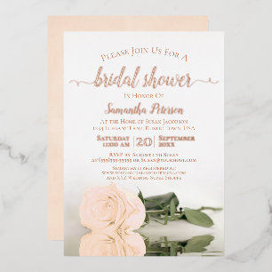 Elegant Peach Rose with Rose Gold Bridal Shower