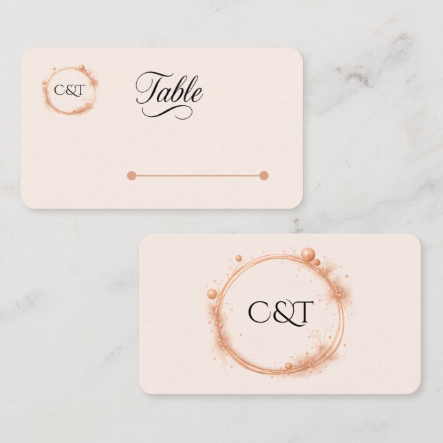 Elegant Peach Sparkle Wedding Script Calligraphy Place Card (Front/Back)