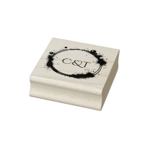 Elegant Peach Sparkle Wedding Script Calligraphy Rubber Stamp