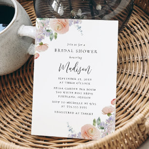 Elegant Peach Spring Floral Bridal Shower Invitation