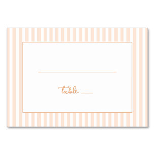 Elegant Peach Striped Minimalist Table Number