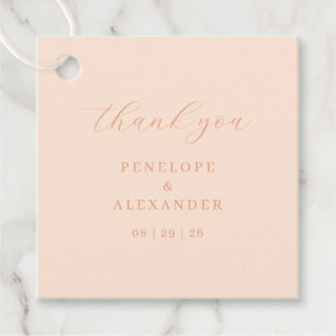 Elegant Peach Thank You Card Favour Tags
