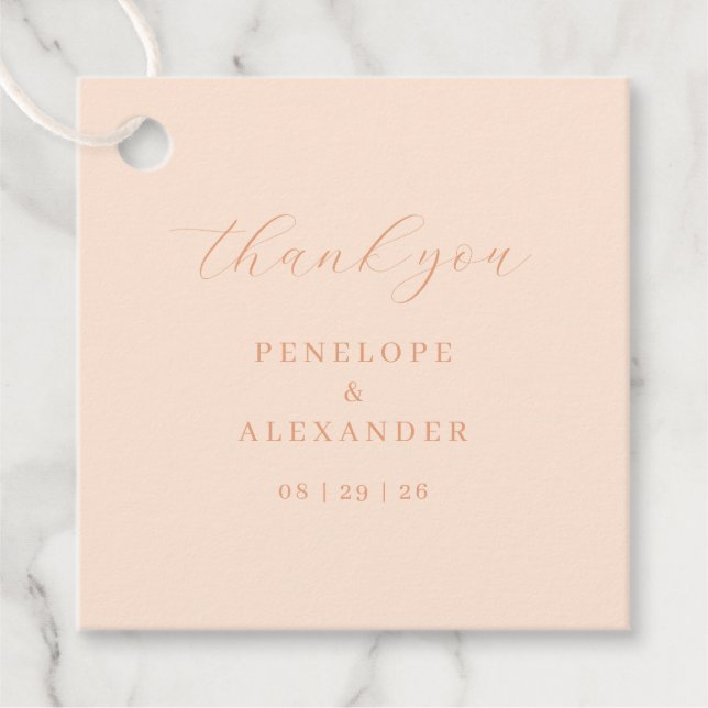 Elegant Peach Thank You Card Favour Tags (Front)