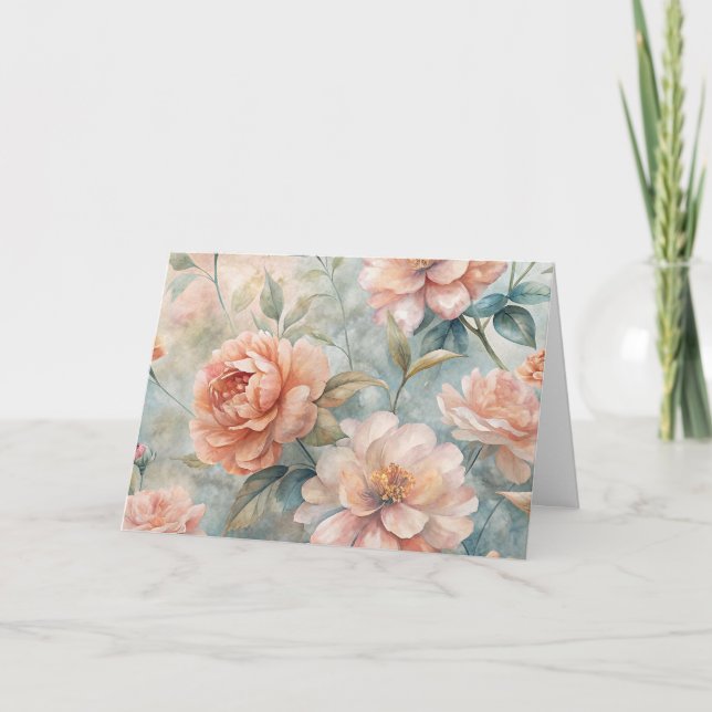 Elegant Peach Tone Vintage Inspired Past Note Card (Front)