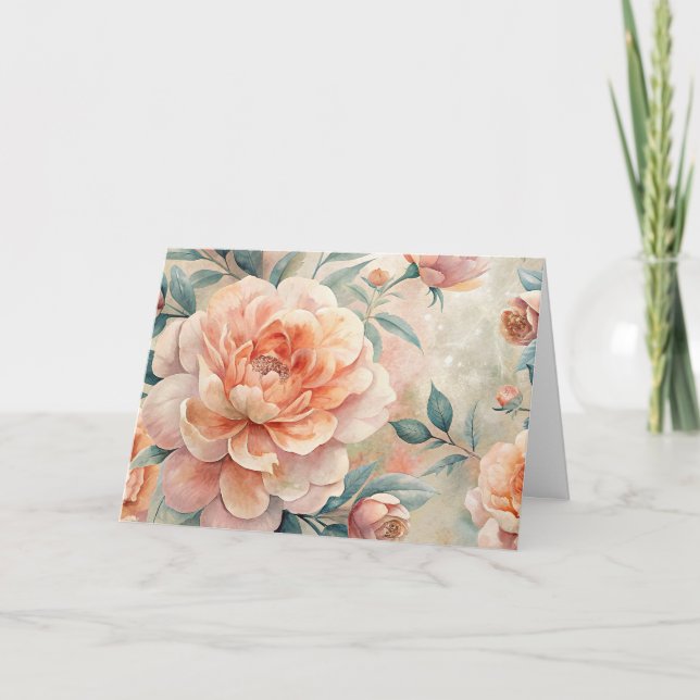 Elegant Peach Tone Vintage Inspired Past Note Card (Front)