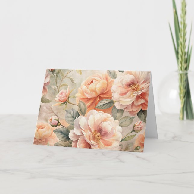 Elegant Peach Tone Vintage Inspired Past Note Card (Front)