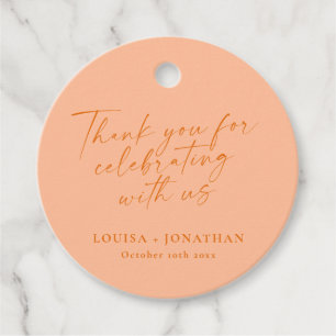 Elegant Peach Trendy Script Custom Thank You Favour Tags