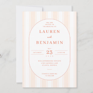Elegant Peach Vintage Wedding Invitation