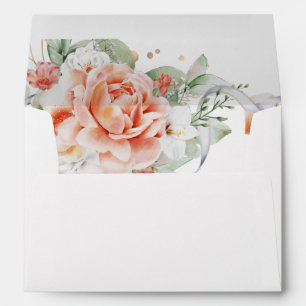 Elegant Peach Watercolor Floral Envelope