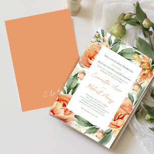 Elegant Peach Watercolor Floral Wedding Invitation