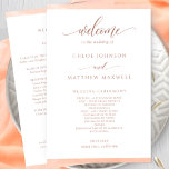 Elegant Peach Watercolor Frame Wedding Program<br><div class="desc">Elegant terracotta Wedding program featuring delicate peach watercolor border stripes framing your wedding program details. Ability to make text changes and adjustments by selecting customise further. Front with wedding ceremony details, back with wedding party names and thank you message for your guests or any other text you like, ours is...</div>