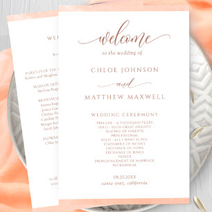 Elegant Peach Watercolor Frame Wedding Program
