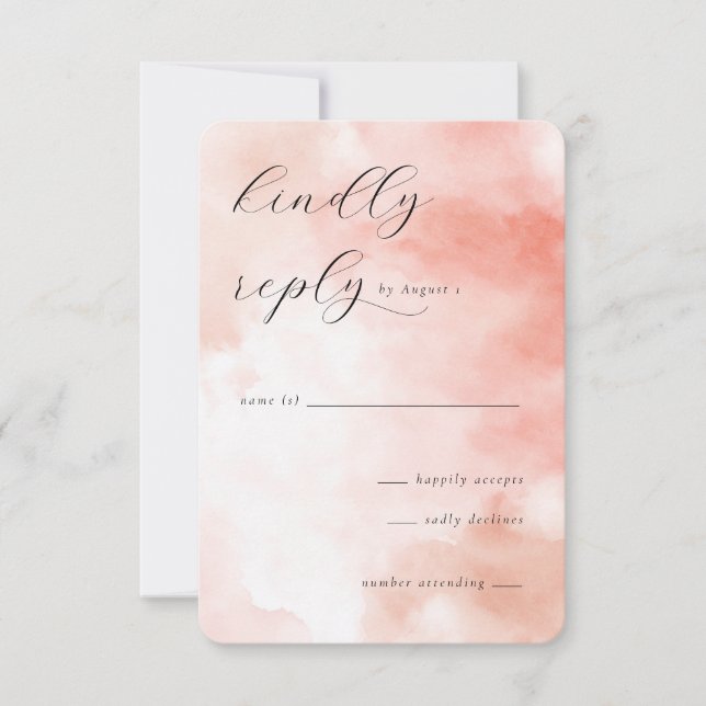 Elegant Peach Watercolor RSVP Card (Front)