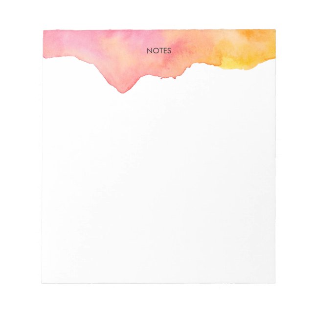 Elegant Peach Watercolor Splash Personalised  Notepad (Front)