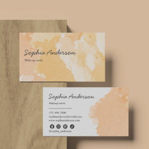 Elegant Peach Watercolor with Soft Minimal Design  Business Card