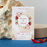 Elegant Peach Watercolour Flower Save the date