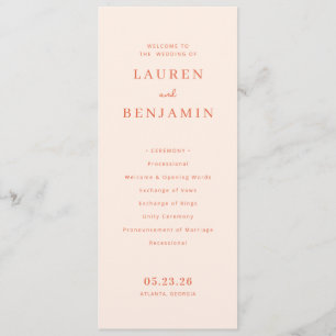 Elegant Peach Wedding Ceremony Programme