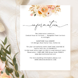 Elegant Peach Wedding Details / Information Enclosure Card