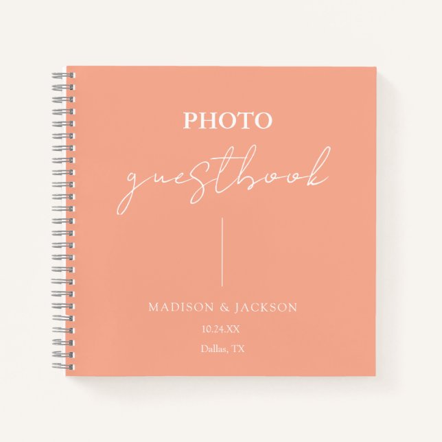 Elegant Peach Wedding Guestbook Notebook (Front)