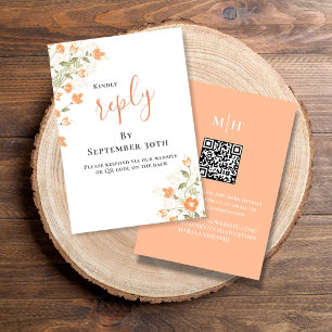 Elegant Peach Wedding RSVP Reply Card