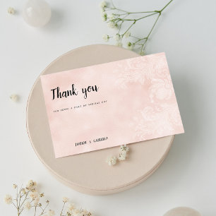 Elegant peach white flower lace frame Thank You Invitation