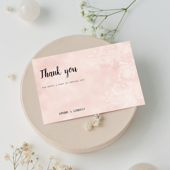Elegant peach white flower lace frame Thank You Invitation (Elegant peach white flower lace frame Thank You )