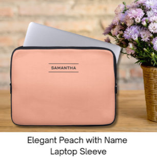Elegant Peach with Name Laptop Sleeve
