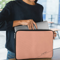 Elegant Peach with Name Laptop Sleeve