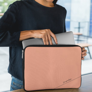 Elegant Peach with Name Laptop Sleeve