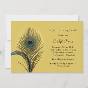 Elegant Peacock 21st Birthday Invitation