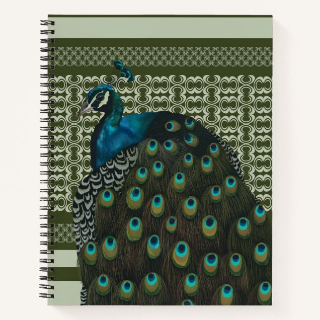 Elegant Peacock Bird Bird Lovers Notebook (Front)